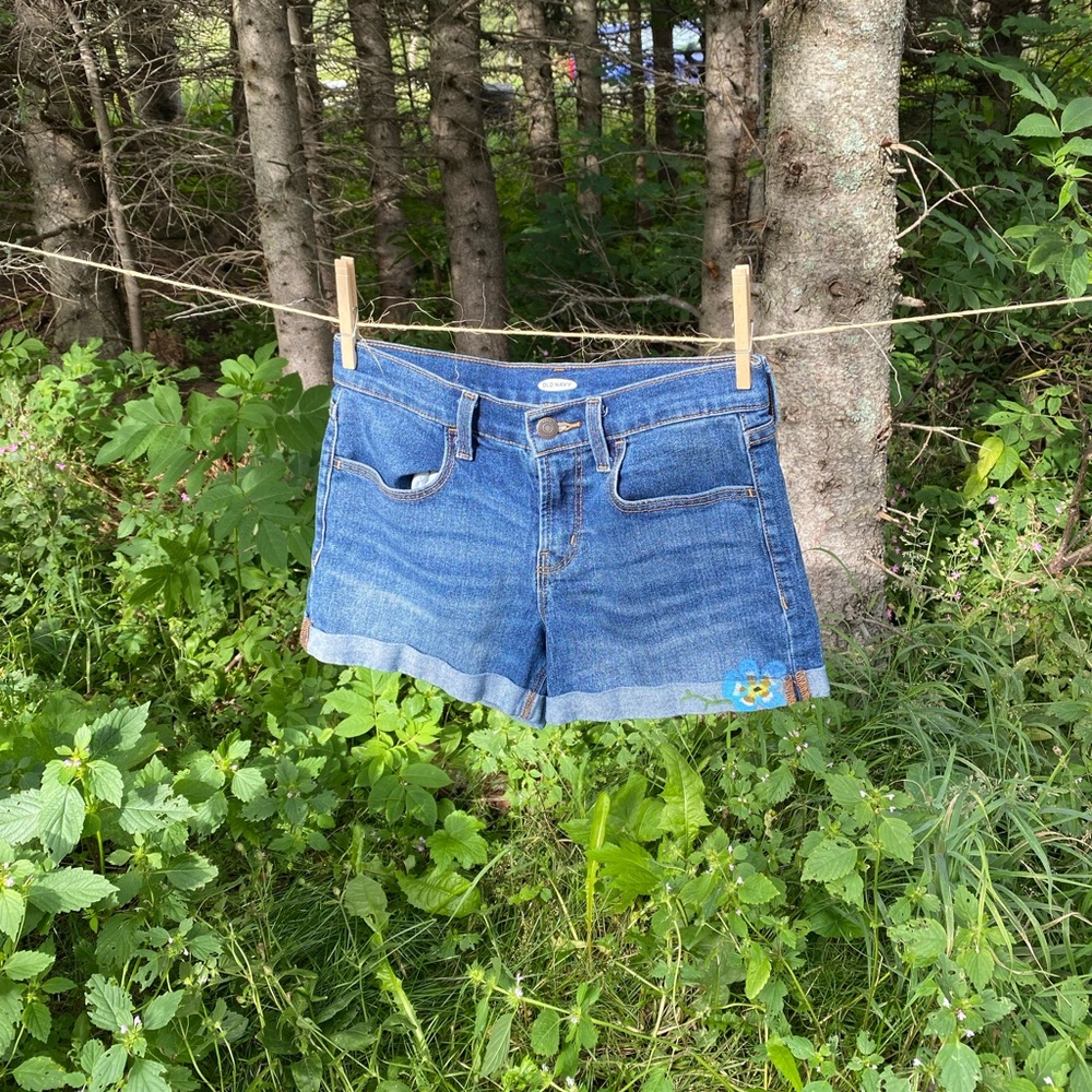 Floral denim shorts